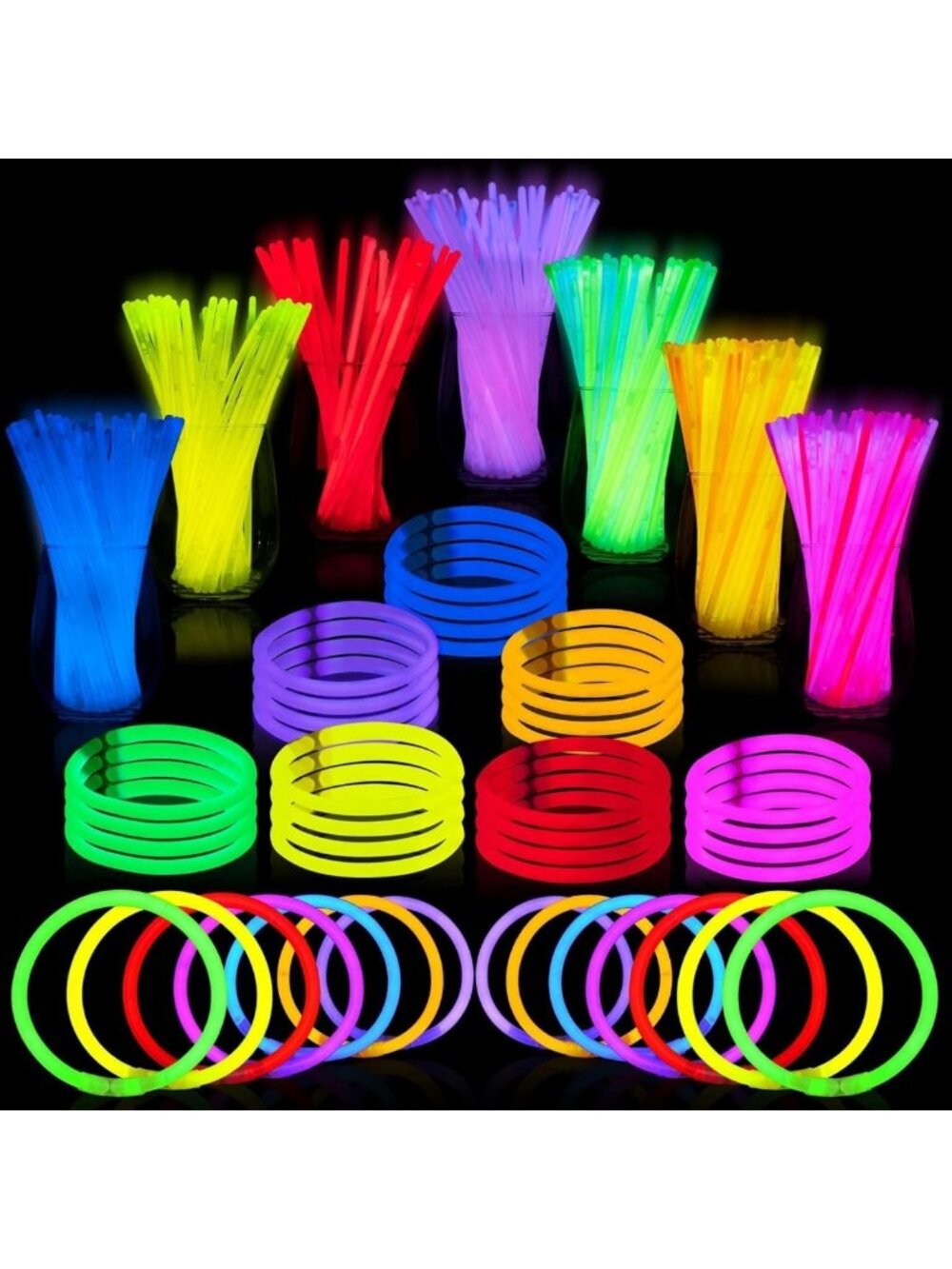 1000 Pcs Glow Sticks Bulk Party Favors - Neon Glow in the Dark Supplies